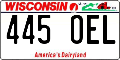 WI license plate 445OEL