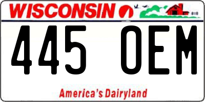 WI license plate 445OEM
