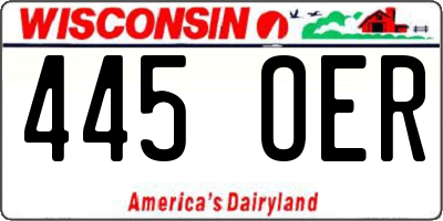 WI license plate 445OER