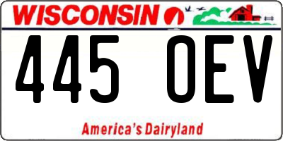 WI license plate 445OEV