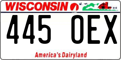 WI license plate 445OEX