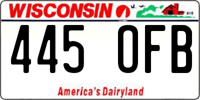 WI license plate 445OFB