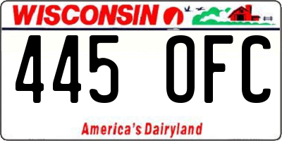 WI license plate 445OFC