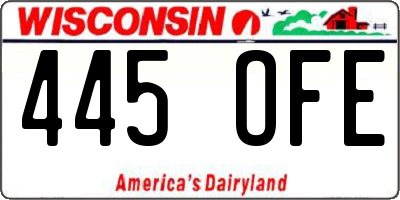 WI license plate 445OFE