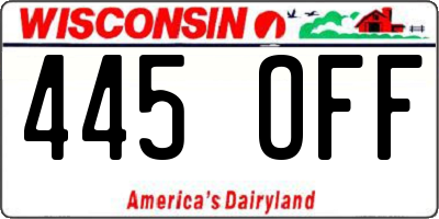 WI license plate 445OFF