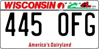 WI license plate 445OFG