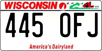 WI license plate 445OFJ