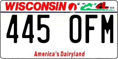 WI license plate 445OFM