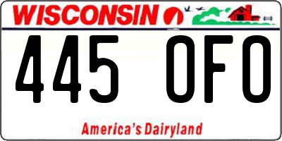 WI license plate 445OFO
