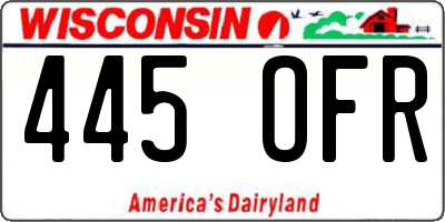 WI license plate 445OFR