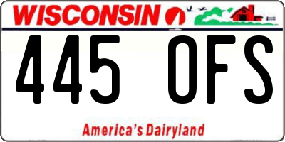 WI license plate 445OFS