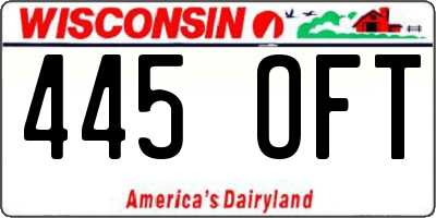 WI license plate 445OFT