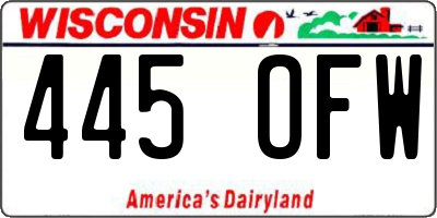 WI license plate 445OFW