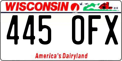WI license plate 445OFX