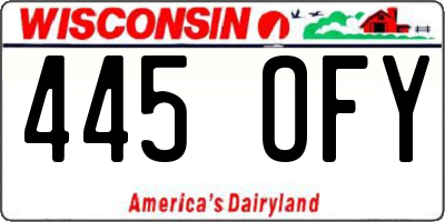 WI license plate 445OFY