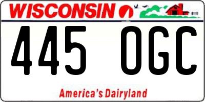 WI license plate 445OGC