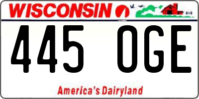 WI license plate 445OGE