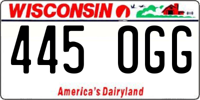 WI license plate 445OGG