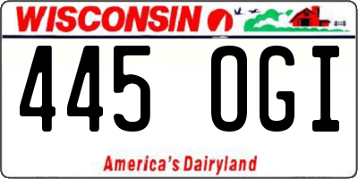 WI license plate 445OGI