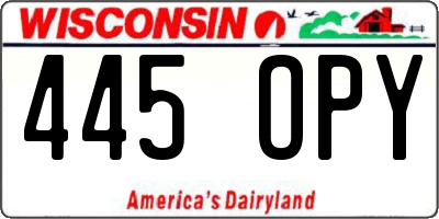WI license plate 445OPY