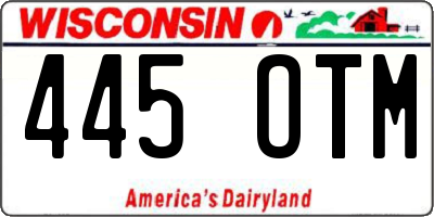 WI license plate 445OTM