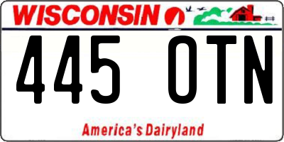 WI license plate 445OTN