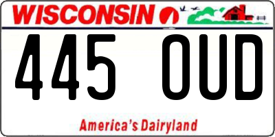 WI license plate 445OUD