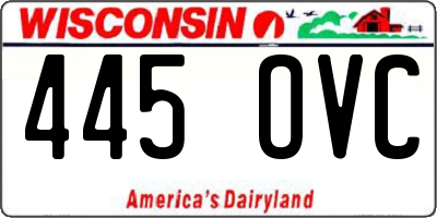WI license plate 445OVC