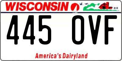 WI license plate 445OVF