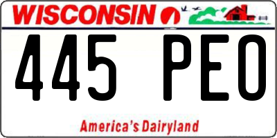 WI license plate 445PEO