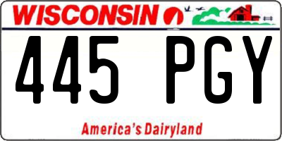 WI license plate 445PGY