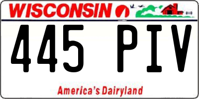 WI license plate 445PIV