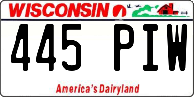 WI license plate 445PIW