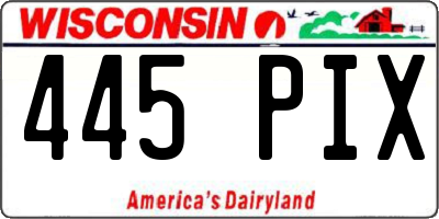 WI license plate 445PIX