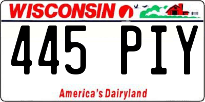 WI license plate 445PIY