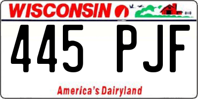 WI license plate 445PJF
