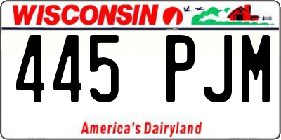 WI license plate 445PJM