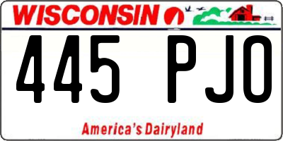 WI license plate 445PJO