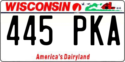 WI license plate 445PKA