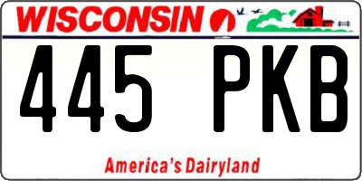 WI license plate 445PKB