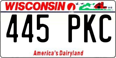 WI license plate 445PKC