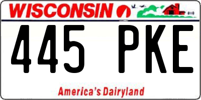 WI license plate 445PKE