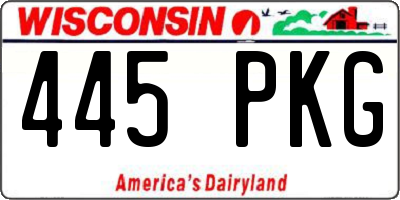 WI license plate 445PKG