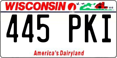 WI license plate 445PKI