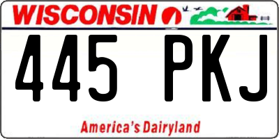 WI license plate 445PKJ