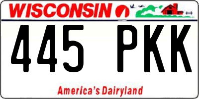 WI license plate 445PKK