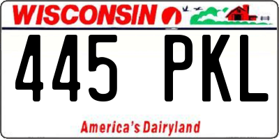 WI license plate 445PKL