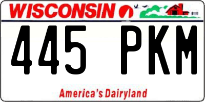 WI license plate 445PKM