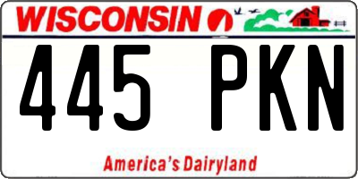 WI license plate 445PKN