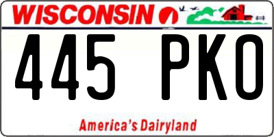 WI license plate 445PKO